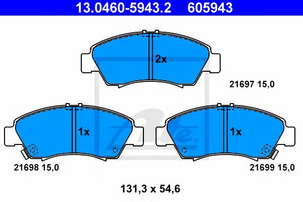 ATE 13.0460-5943.2 Комплект гальмівних колодо... ATE 13.0460-5943.2 Комплект гальмівних колодо...