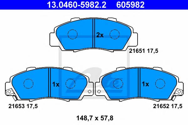 ATE 13.0460-5982.2 Комплект гальмівних колодо... ATE 13.0460-5982.2 Комплект гальмівних колодо...