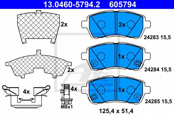 ATE 13.0460-5794.2 Комплект тормозных колодок