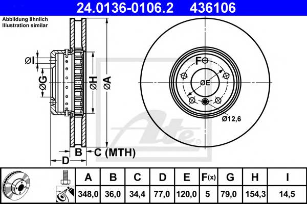 ATE 24.0136-0106.2 Тормозной диск