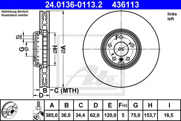 ATE 24.0136-0113.2 Тормозной диск