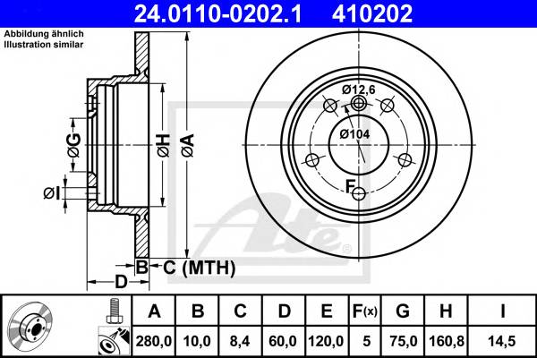 ATE 24.0110-0202.1 Тормозной диск ATE 24.0110-0202.1 Тормозной диск