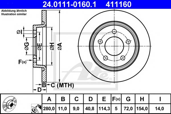 ATE 24.0111-0160.1 Тормозной диск ATE 24.0111-0160.1 Тормозной диск