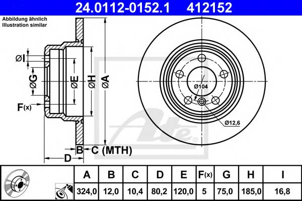 ATE 24.0112-0152.1 Тормозной диск ATE 24.0112-0152.1 Тормозной диск