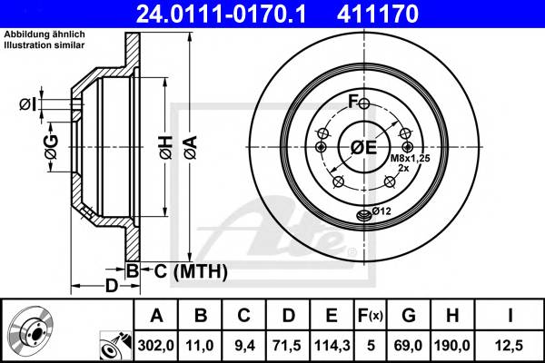 ATE 24.0111-0170.1 Тормозной диск ATE 24.0111-0170.1 Тормозной диск