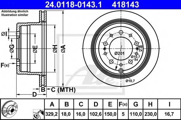 ATE 24.0118-0143.1 Тормозной диск ATE 24.0118-0143.1 Тормозной диск