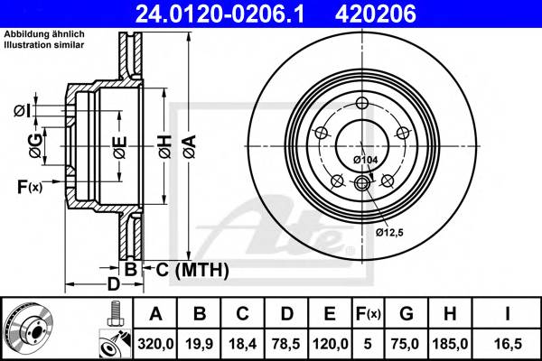 ATE 24.0120-0206.1 Гальмівний диск ATE 24.0120-0206.1 Гальмівний диск