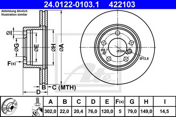 ATE 24.0122-0103.1 Тормозной диск ATE 24.0122-0103.1 Тормозной диск