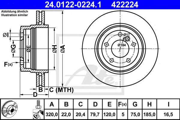 ATE 24.0122-0224.1 Тормозной диск ATE 24.0122-0224.1 Тормозной диск