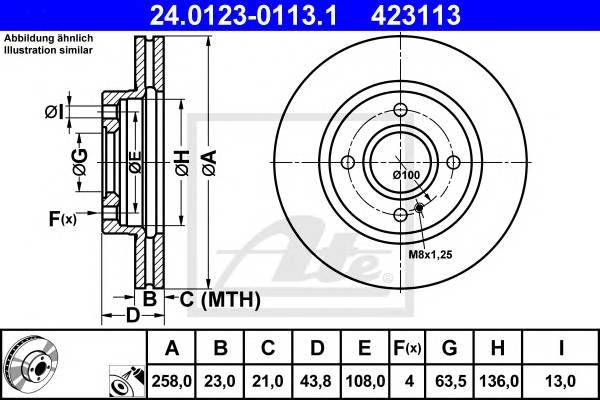ATE 24.0123-0113.1 Тормозной диск ATE 24.0123-0113.1 Тормозной диск