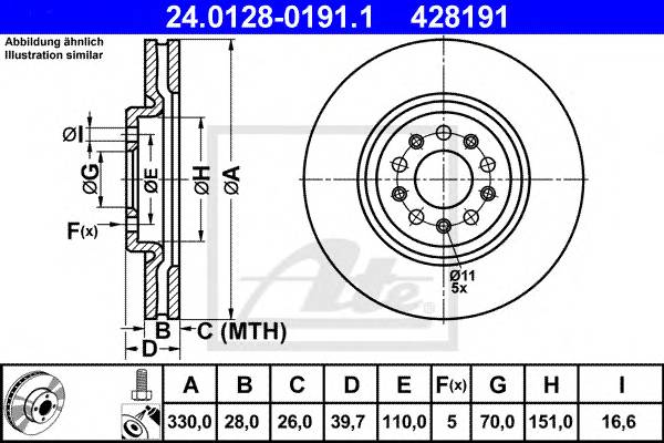 ATE 24.0128-0191.1 Тормозной диск