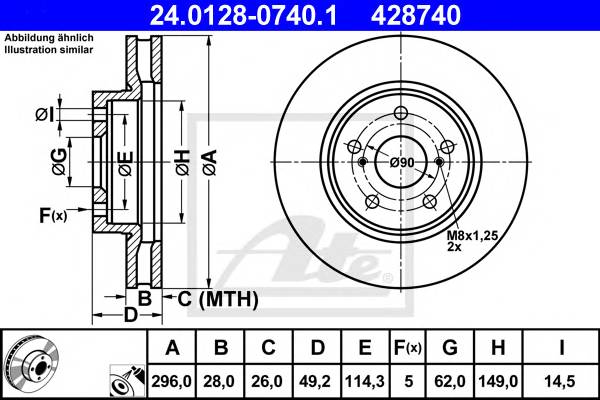 ATE 24.0128-0740.1 Гальмівний диск ATE 24.0128-0740.1 Гальмівний диск