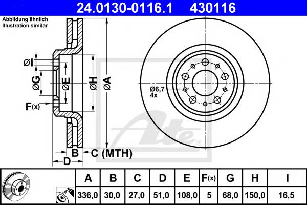 ATE 24.0130-0116.1 Тормозной диск ATE 24.0130-0116.1 Тормозной диск