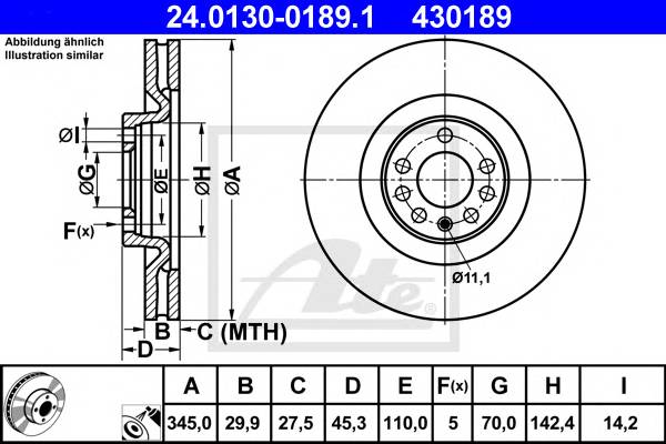 ATE 24.0130-0189.1 Тормозной диск