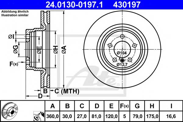 ATE 24.0130-0197.1 Гальмівний диск ATE 24.0130-0197.1 Гальмівний диск