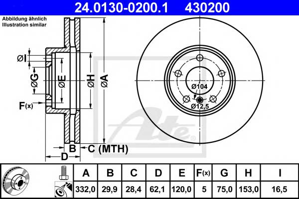 ATE 24.0130-0200.1 Тормозной диск ATE 24.0130-0200.1 Тормозной диск