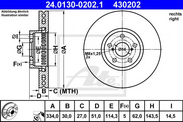 ATE 24.0130-0202.1 Тормозной диск ATE 24.0130-0202.1 Тормозной диск