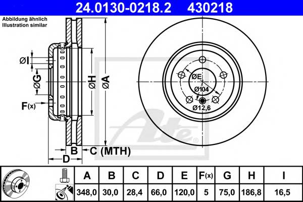 ATE 24.0130-0218.2 Тормозной диск ATE 24.0130-0218.2 Тормозной диск