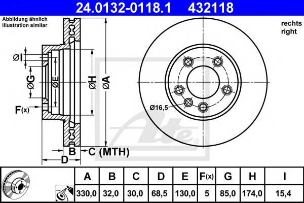 ATE 24.0132-0118.1 Тормозной диск