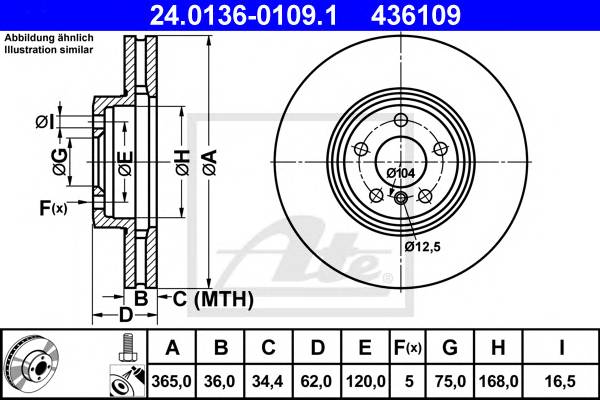 ATE 24.0136-0109.1 Гальмівний диск ATE 24.0136-0109.1 Гальмівний диск