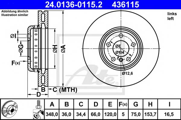 ATE 24.0136-0115.2 Тормозной диск