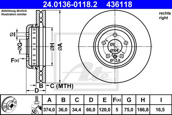 ATE 24.0136-0118.2 Гальмівний диск