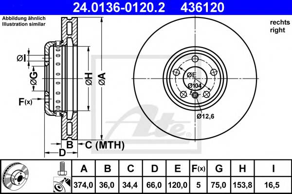 ATE 24.0136-0120.2 Тормозной диск