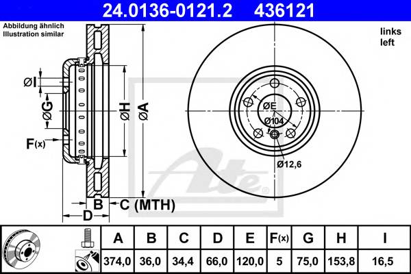 ATE 24.0136-0121.2 Тормозной диск