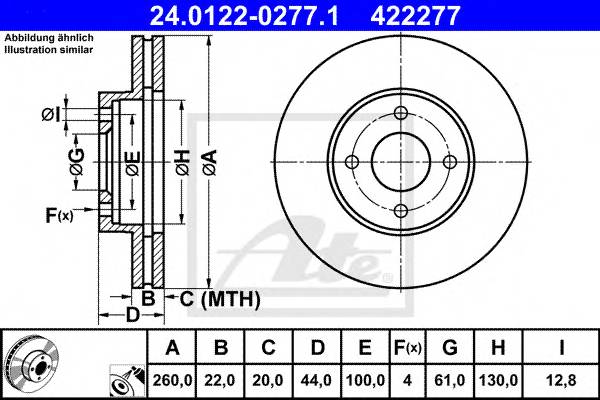 ATE 24.0122-0277.1 Тормозной диск ATE 24.0122-0277.1 Тормозной диск