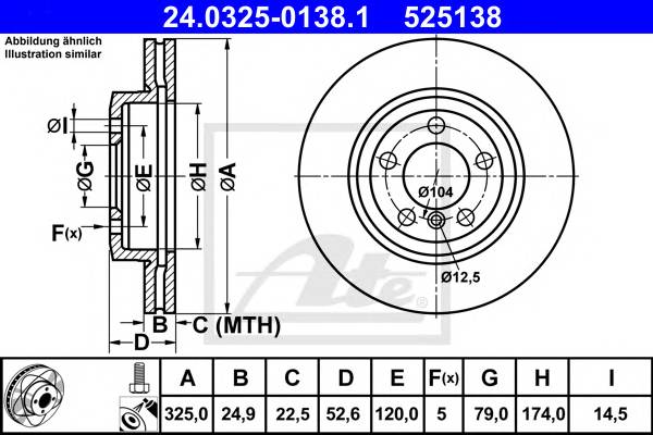 ATE 24.0325-0138.1 Тормозной диск ATE 24.0325-0138.1 Тормозной диск