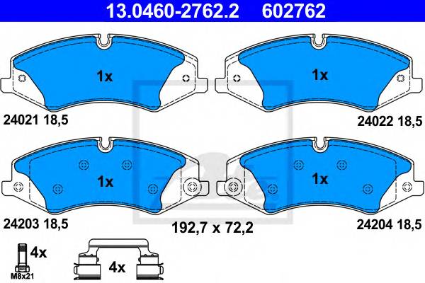 ATE 13.0460-2762.2 Комплект тормозных колодок
