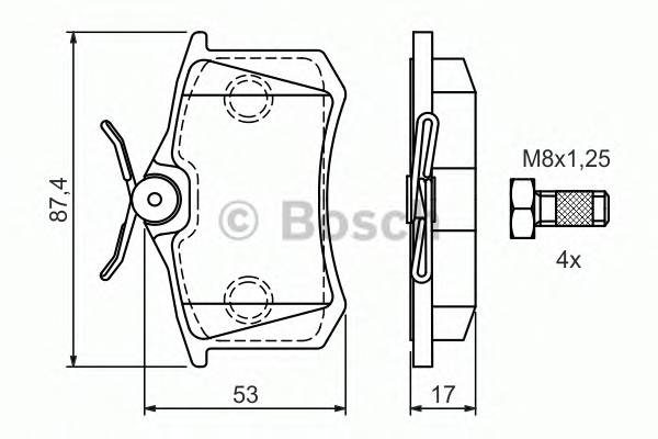 BOSCH 0 986 424 751 Комплект гальмівних колодо... BOSCH 0 986 424 751 Комплект гальмівних колодо...