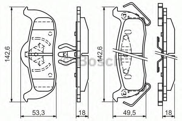 BOSCH 0 986 494 142 Комплект гальмівних колодо... BOSCH 0 986 494 142 Комплект гальмівних колодо...