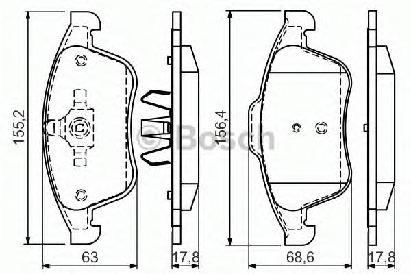 BOSCH 0 986 494 556 Комплект гальмівних колодо... BOSCH 0 986 494 556 Комплект гальмівних колодо...