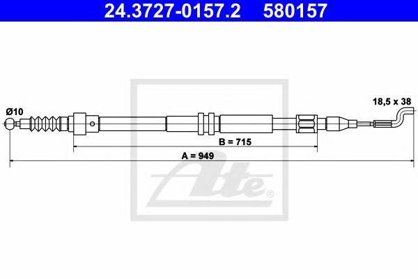 ATE 24.3727-0157.2 Трос, стояночная тормозная ...