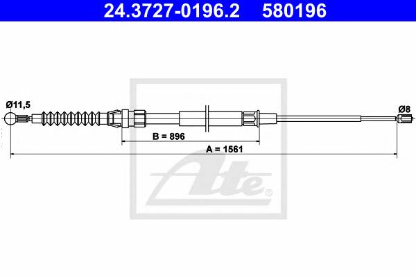 ATE 24.3727-0196.2 Трос, стояночная тормозная 