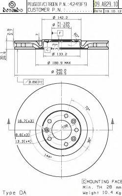 BREMBO 09.A829.11 Тормозной диск