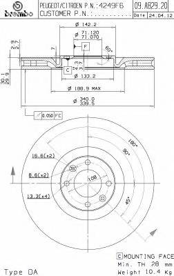 BREMBO 09.A829.21 Тормозной диск