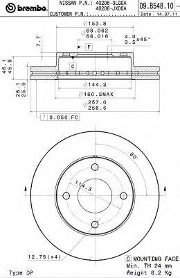 BREMBO 09.B548.10 Тормозной диск