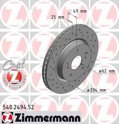 ZIMMERMANN 540.2494.52 Тормозной диск ZIMMERMANN 540.2494.52 Тормозной диск
