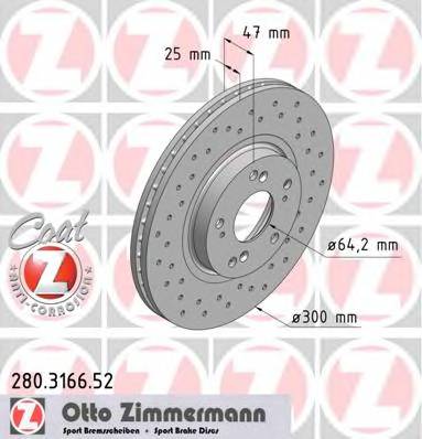 ZIMMERMANN 280.3166.52 Тормозной диск ZIMMERMANN 280.3166.52 Тормозной диск