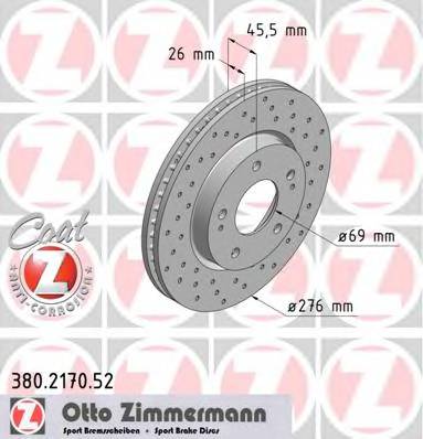ZIMMERMANN 380.2170.52 Тормозной диск ZIMMERMANN 380.2170.52 Тормозной диск
