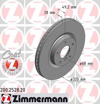 ZIMMERMANN 200.2528.20 Тормозной диск ZIMMERMANN 200.2528.20 Тормозной диск