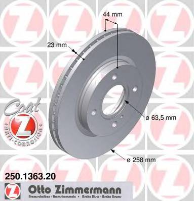 ZIMMERMANN 250.1363.20 Тормозной диск ZIMMERMANN 250.1363.20 Тормозной диск