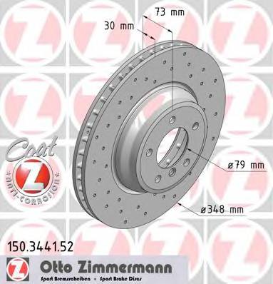 ZIMMERMANN 150.3441.52 Тормозной диск ZIMMERMANN 150.3441.52 Тормозной диск