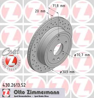 ZIMMERMANN 430.2613.52 Тормозной диск ZIMMERMANN 430.2613.52 Тормозной диск