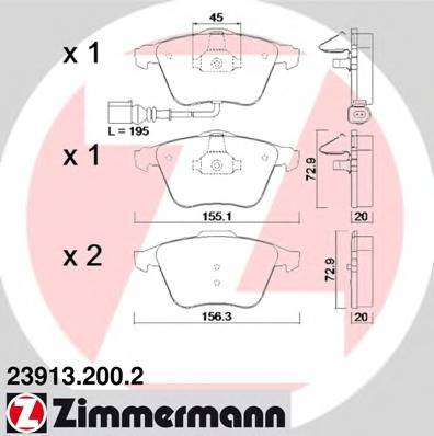 ZIMMERMANN 23913.200.2 Комплект тормозных колодок... ZIMMERMANN 23913.200.2 Комплект тормозных колодок...