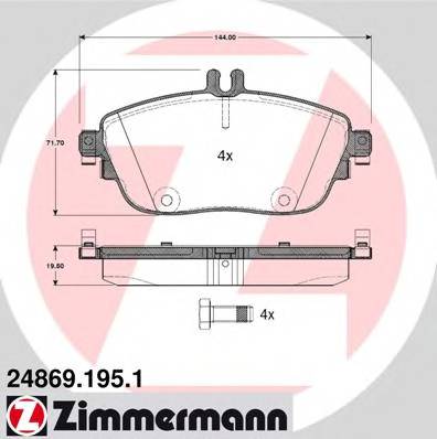 ZIMMERMANN 24869.195.1 Комплект гальмівних колодо... ZIMMERMANN 24869.195.1 Комплект гальмівних колодо...