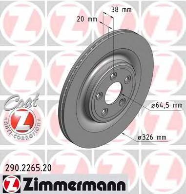 ZIMMERMANN 290.2265.20 Тормозной диск ZIMMERMANN 290.2265.20 Тормозной диск