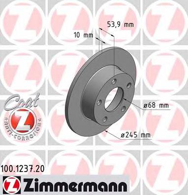 ZIMMERMANN 100.1237.20 Тормозной диск ZIMMERMANN 100.1237.20 Тормозной диск